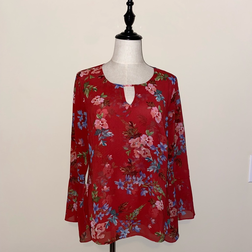 Red Floral Blouse